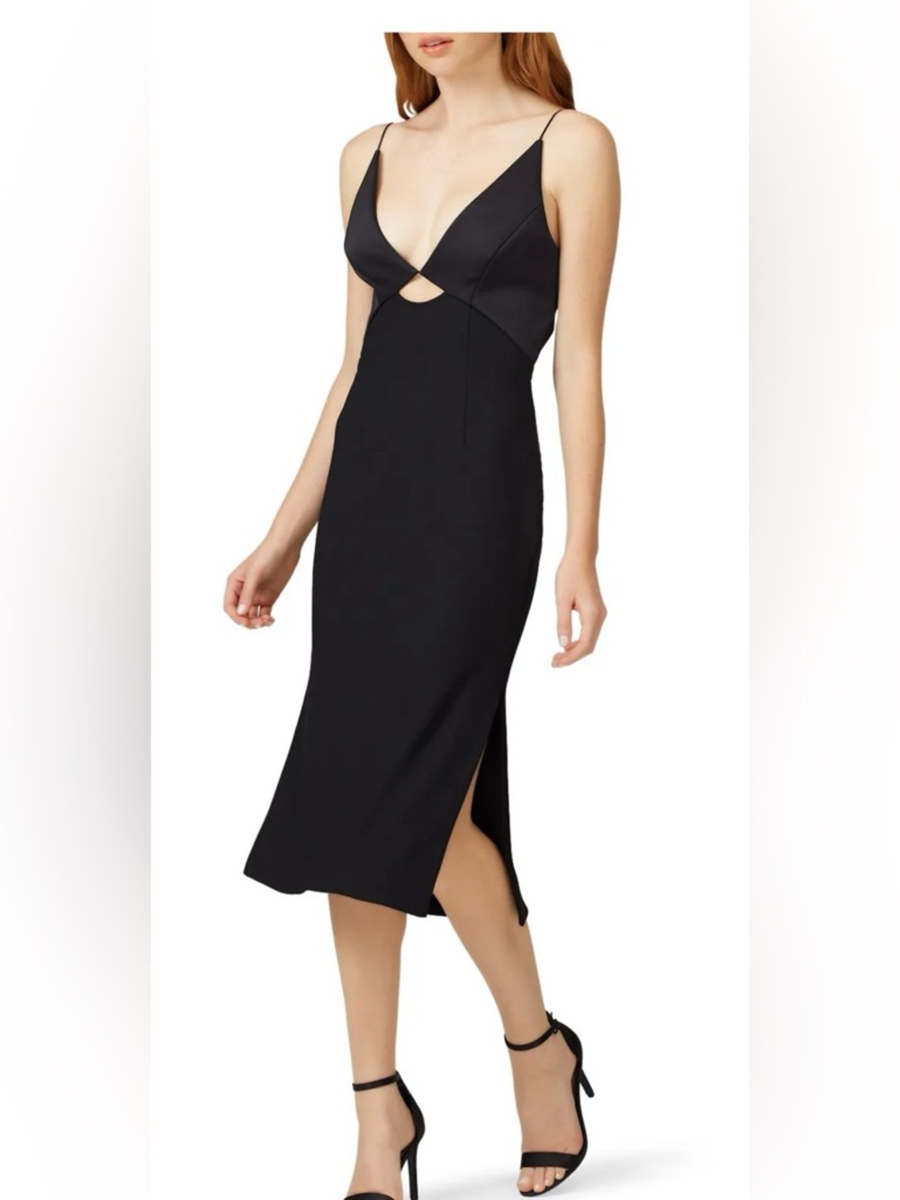 Finders Keepers Black Cutout Midi Slip Dress